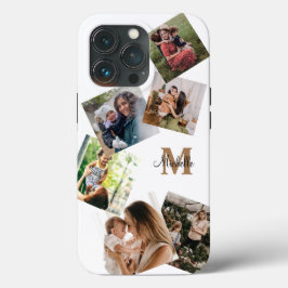 Modernes Black & Gold Monogram Multi-Foto Case-Mate iPhone Hülle