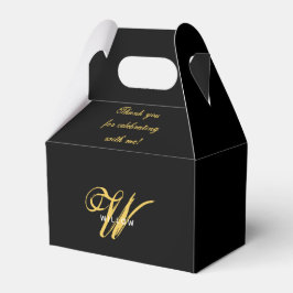 Modernes Black & Gold Monogram Vintag Vielen Dank Geschenkschachtel