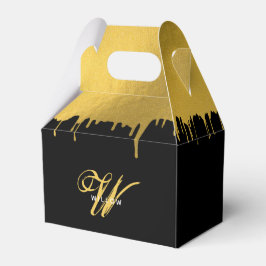 Modernes Black & Gold Monogramm Vintag Geschenkschachtel