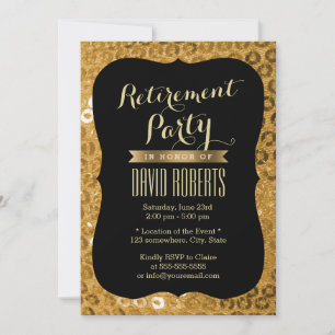 Modernes Black & Gold Paillets Retirement Party Einladung