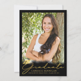 Modernes Black Gold Script 5 Foto Abschluss Ankündigung