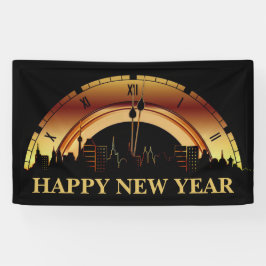 Modernes Black & Gold Silvester Party Banner
