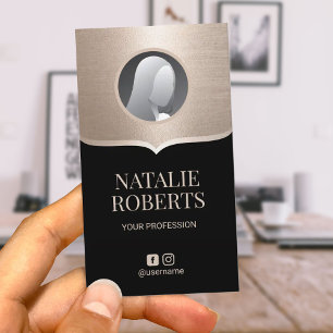 Modernes Black & Gold Social Media Custom Foto Visitenkarte