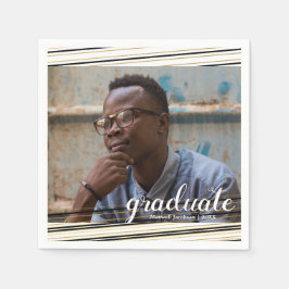 Modernes Black & Gold Streifen Graduate Party Napk Serviette