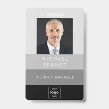 Modernes Black Gray Corporate Foto ID