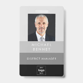 Modernes Black Gray Corporate Foto ID Ausweis