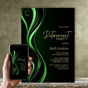 Modernes Black Green Retirement Party Einladung
