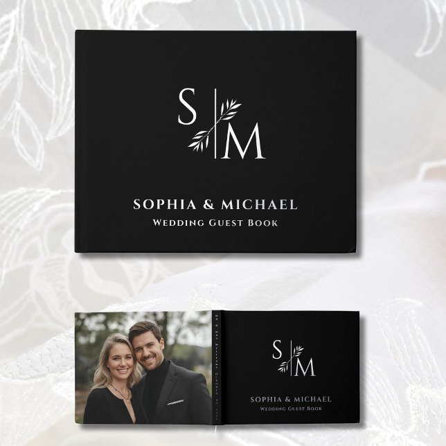 Modernes Black Guest Book Rose Gold Foil Guestbook Gästebuch (Von Creator hochgeladen)