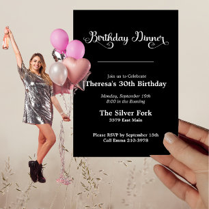 Modernes Black Jewel Tone Elegantes Geburtstagsfes Einladung