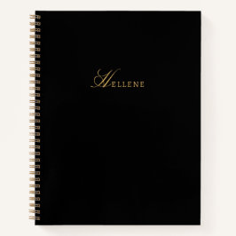 Modernes Black & Luxury Gold Script Monogram Notizbuch
