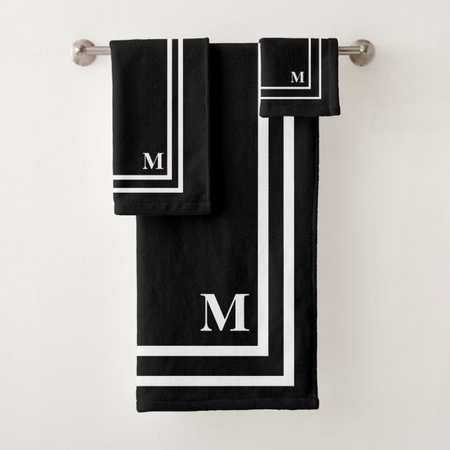 Modernes Black Monogram Badetuch Set (Insitu)