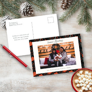 Modernes Black Poinsettia Weihnachts-Foto Postcard Feiertagspostkarte