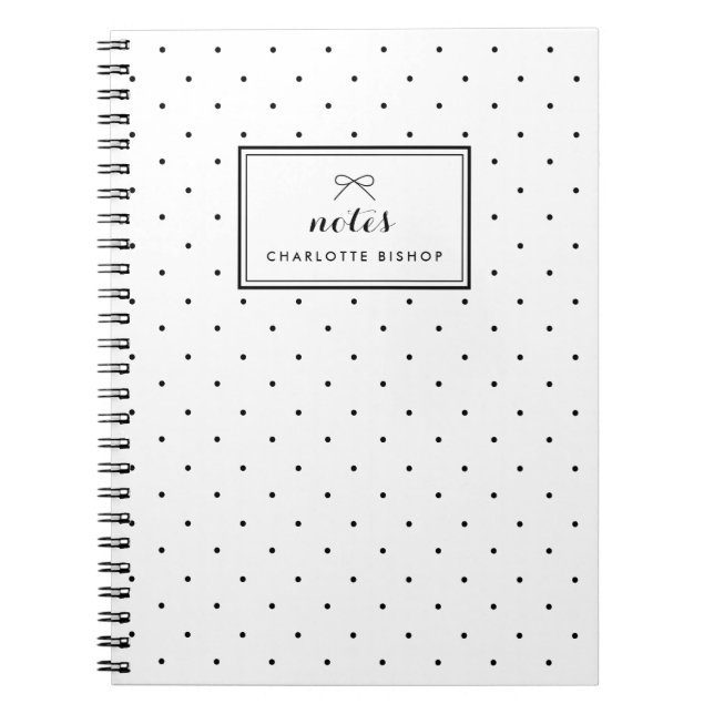 Modernes Black Polka Dots Muster Personalisiert Notizblock (Vorderseite)