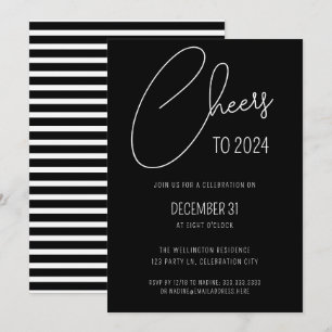 Modernes Black Script Cheers Silvester Party Einladung