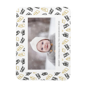 Modernes Black Script Niedlich Gold Black Geschenk Magnet