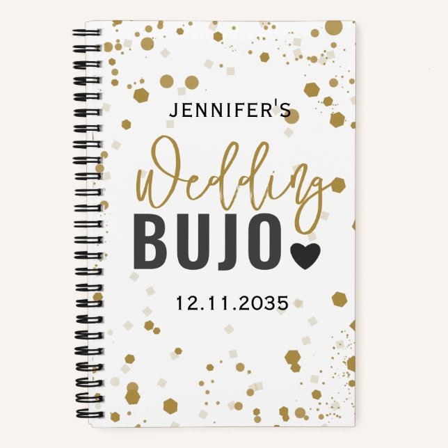 Modernes Black Script Wedding Bullet Journal BUJO Notizbuch (Vorderseite)