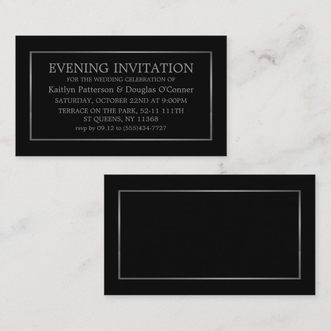 Modernes Black & Silver Abend Event Ticket laden e (Vorne/Hinten)