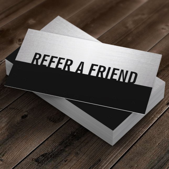 Modernes Black & Silver Beauty Salon Referat Empfehlungskarte (Von Creator hochgeladen)