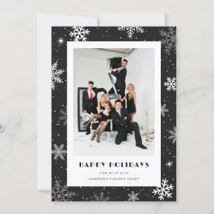 Modernes Black Snowflake Foto Business Feiertagskarte