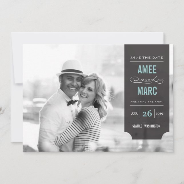 Modernes Black Tab Stilvolles Chic Foto Save the D Date (Vorderseite)