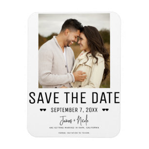 Modernes Black Trendy Save the Date Wedding Foto Magnet