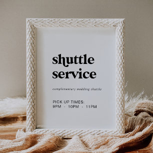 Modernes Black Typografy Shuttle Service-Zeichen Poster