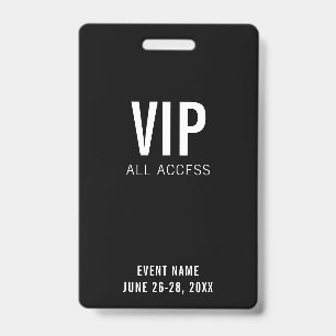 Modernes Black VIP All Access QR Code Ereignis Ausweis