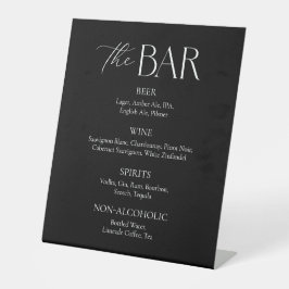 Modernes Black Wedding Bar Menu Sockelschild