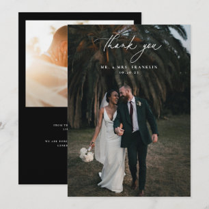 Modernes Black Wedding Foto Dankeskarte
