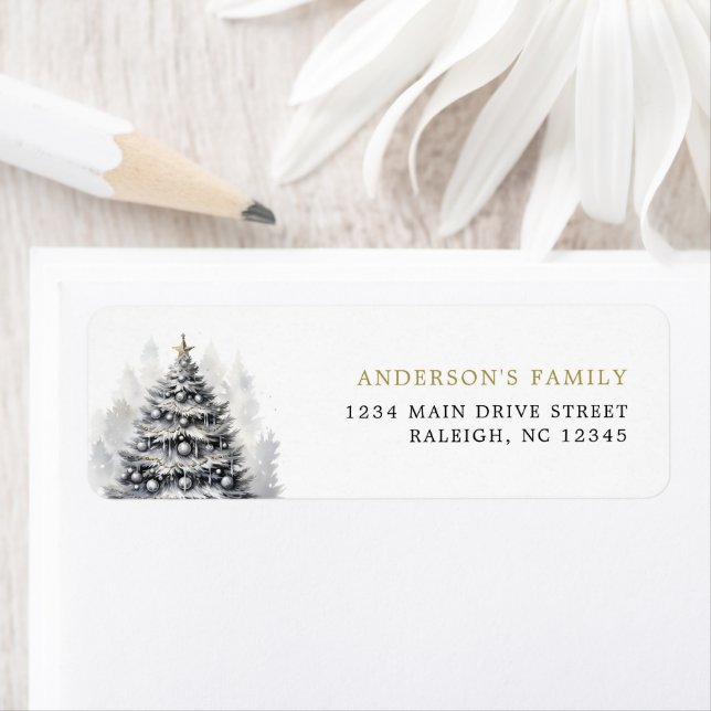 Modernes Black & White Gold Weihnachtsbaum Party (Insitu)