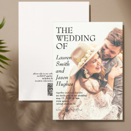 Modernes Black & White QR Code Foto Boho Wedding Einladung