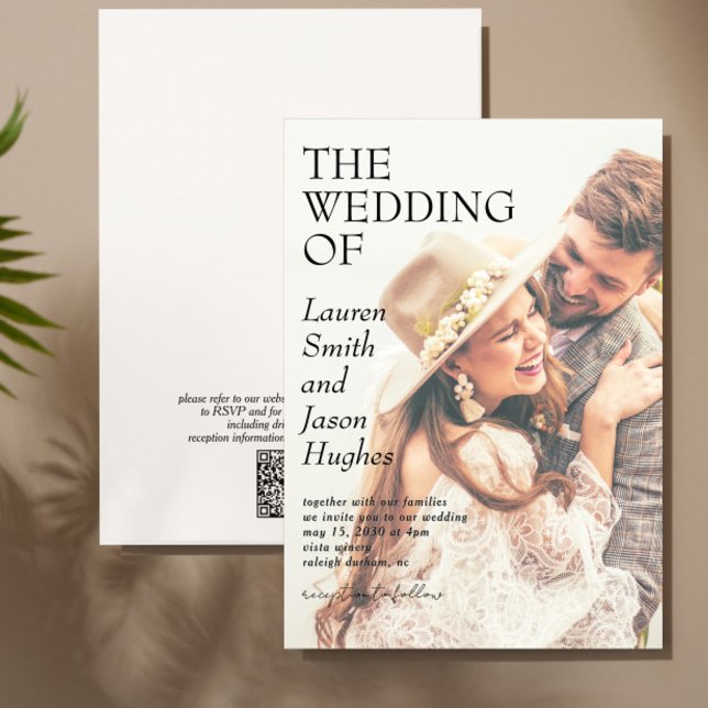 Modernes Black & White QR Code Foto Boho Wedding Einladung (Von Creator hochgeladen)