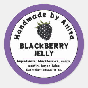 Modernes BlackBerry-Jam- oder Jelly-Canning-Jar-La Runder Aufkleber