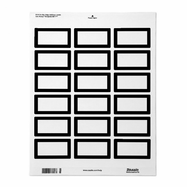 Modernes Blank-Template-Label mit schwarzer Grenze Adressaufkleber (Vorne)