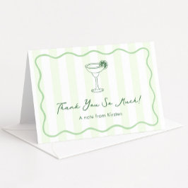 Modernes, blassgrünes Margarita-Brautparty Dankeskarte