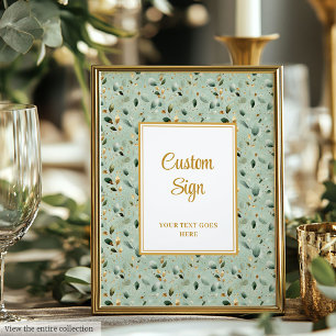 Modernes Blatt Green Gold Foliage Hochzeitssymbol Poster