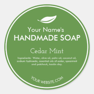 Modernes Blatt-personalisierte Seife beschriftet Runder Aufkleber