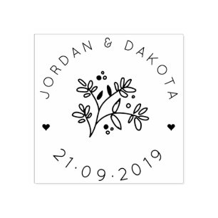 Modernes Blätter Save the Date, das Mitteilung Gummistempel