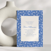 Modernes Blau-Botanisches Leaf-Muster-Brautparty