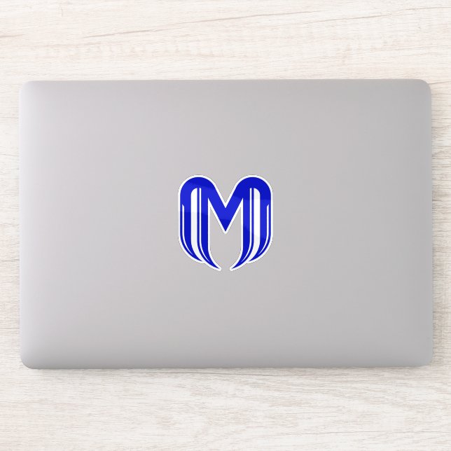 Modernes Blau Buchstabe M Minimal  Aufkleber (Computer)