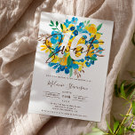 Modernes, blau-gelb-blumengeschmücktes Foto Sweet  Einladung<br><div class="desc">Feiern Sie Ihre Sweet 16 im Stil und suchen Sie die perfekte und coole blumengeschmückte 16. Geburtstagsfeier? Holen Sie sich diese trendige und boho handgemalte helle und lebendige blau, gelb und braun florale Aquarellschrift Foto 16. Geburtstagseinladung, fügen Sie Ihr Foto auf der Rückseite mit einem eleganten Signatur-Skript. Kontaktieren Sie mich,...</div>