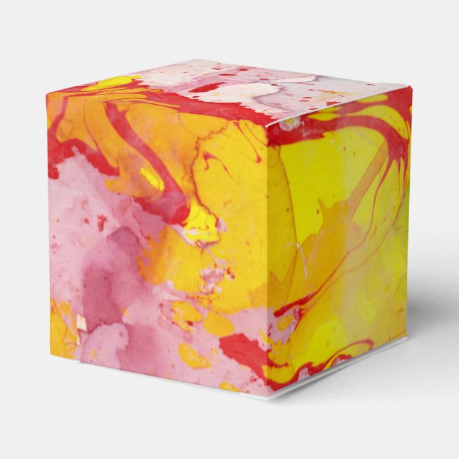 Modernes, blau-gelb-grünes Lila Marmorbild Geschenkschachtel (Rückseite)