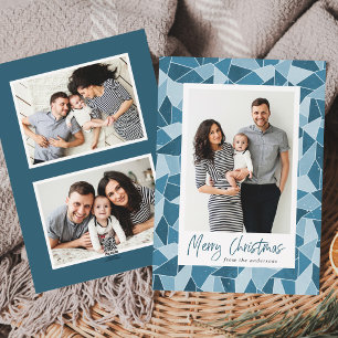 Modernes, blau gestanztes Glas Frohe Weihnachten 3