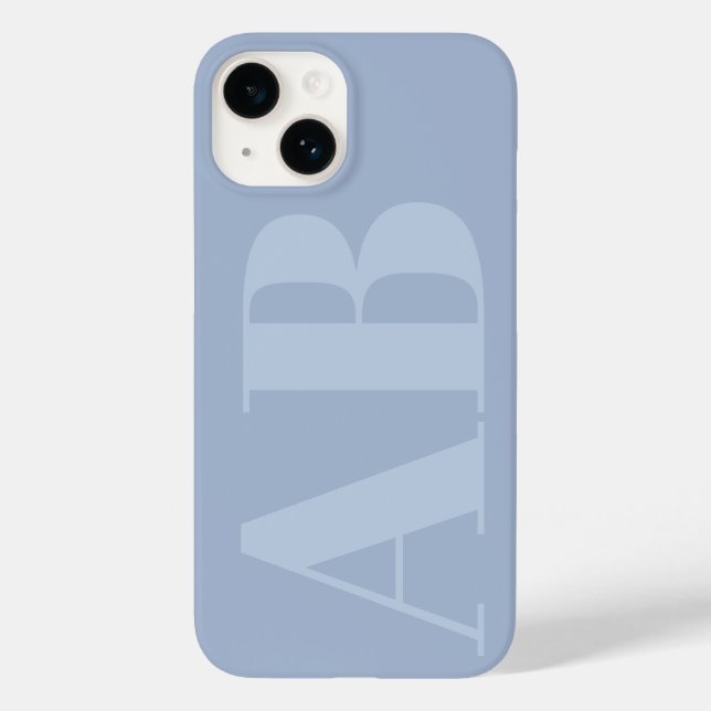 Modernes blau-graues Initial Minimal Monogram Case (Rückseite)
