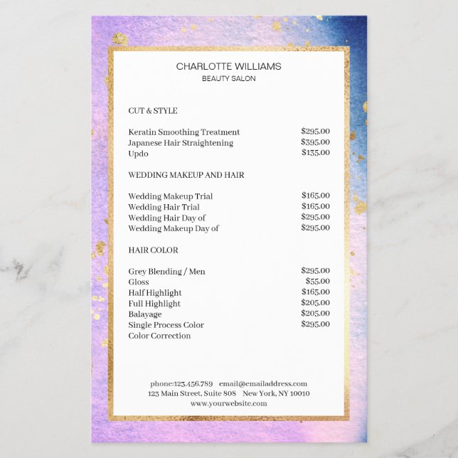 Modernes Blau Pink Gold Flyer (Vorne)