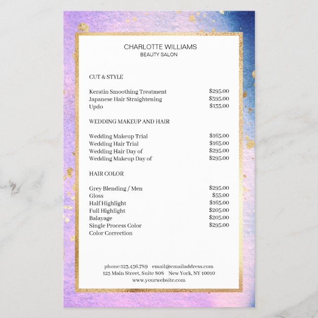 Modernes Blau Pink Gold Flyer (Vorne)