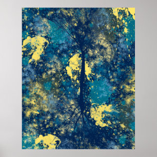 Modernes Blau und Gelb Abstrakt Poster