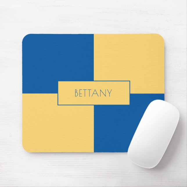 Modernes Blau und Gelb geprüft Mousepad (Mit Mouse)
