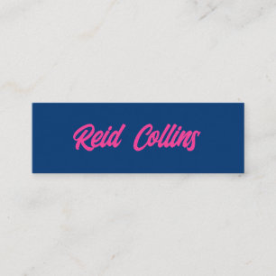 Modernes Blau und rosa, kaltes Script Mini Visitenkarte