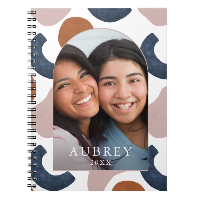 Modernes Blau und Rose Abstrakt Print Foto Arch Notizblock (Vorderseite)